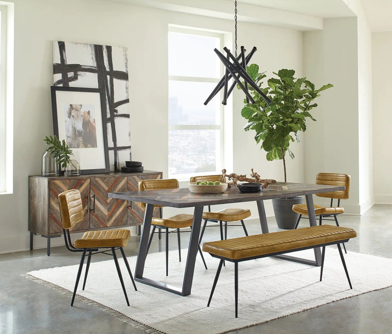 Misty Leather Upholstered Dining Bench Antique Camel by Unique Piece Furniture