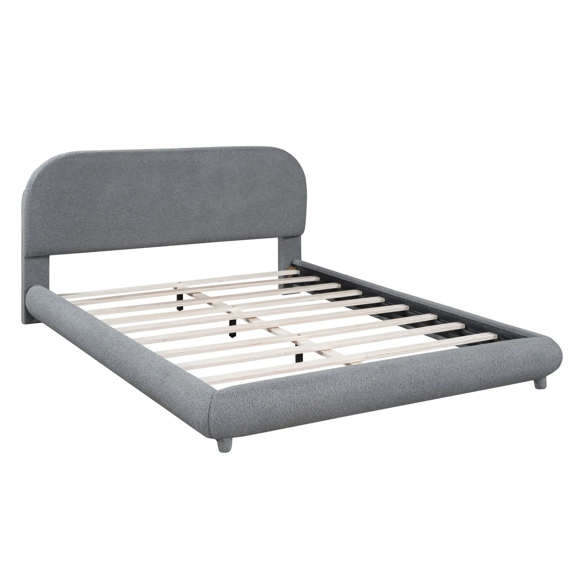 Upholstered Platform Bed With Thick Solid Frame And Stylish Curve-Shaped Design by Unique Piece Furniture