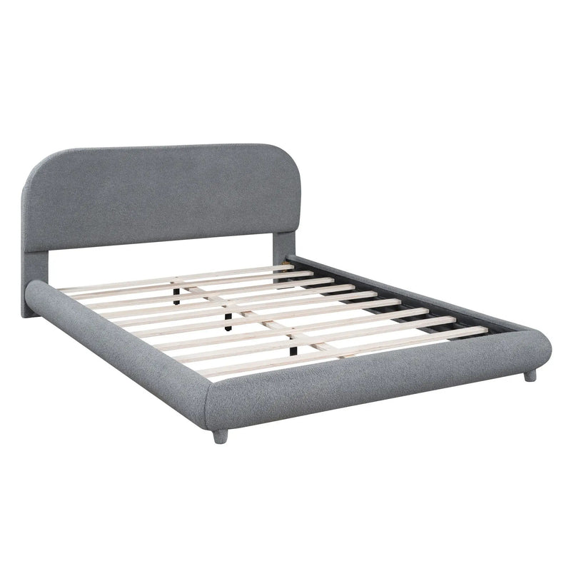 Upholstered Platform Bed With Thick Solid Frame And Stylish Curve-Shaped Design by Unique Piece Furniture
