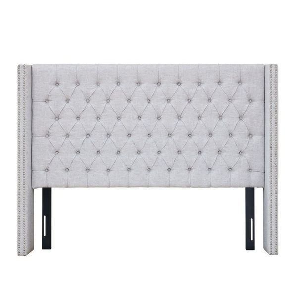 Transitional Upholstery Headboard With Tufted Buttons And Nailhead Trim