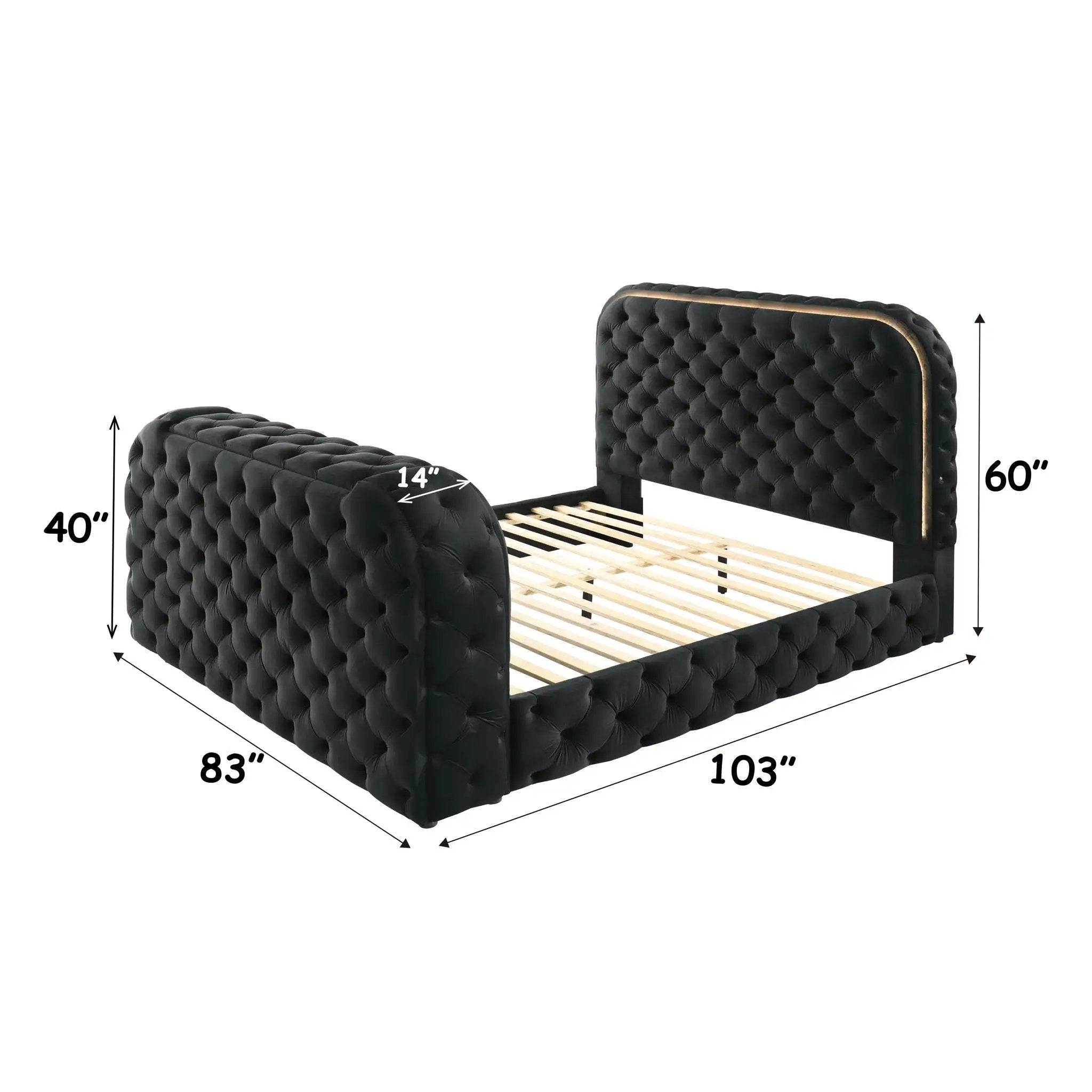 Kana - Eastern King Bed With LED, Fireplace & TV Stand - Black by HouseOfZazla