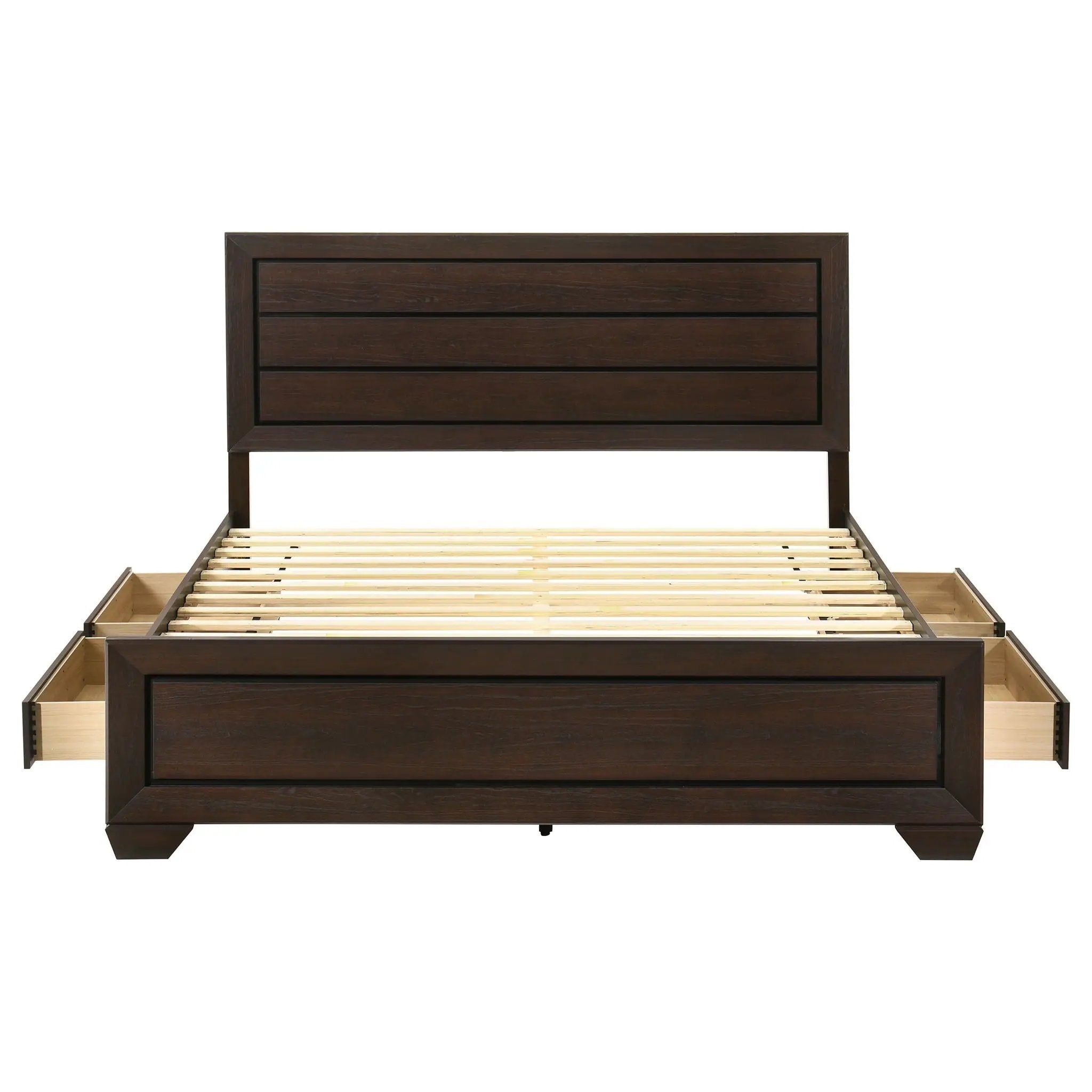 Kauffman Wood Eastern King Storage Panel Bed Dark Cocoa by Unique Piece Furniture