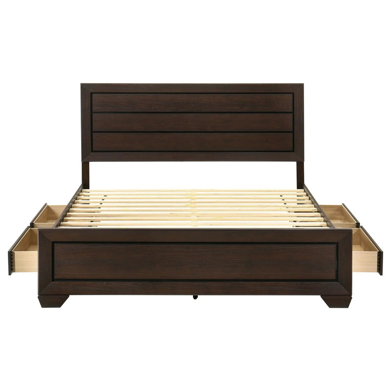 Kauffman Wood Eastern King Storage Panel Bed Dark Cocoa by Unique Piece Furniture