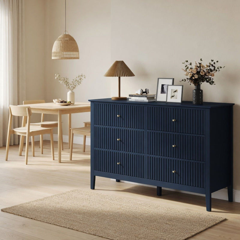 Modern 6 Drawer Fluted Dresser by HouseOfZazla