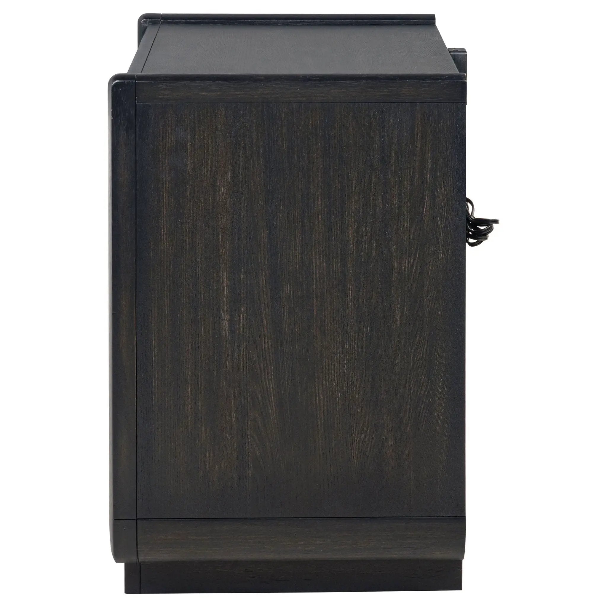 Leandro 2-drawer LED Nightstand with USB Burnished Black by Unique Piece Furniture