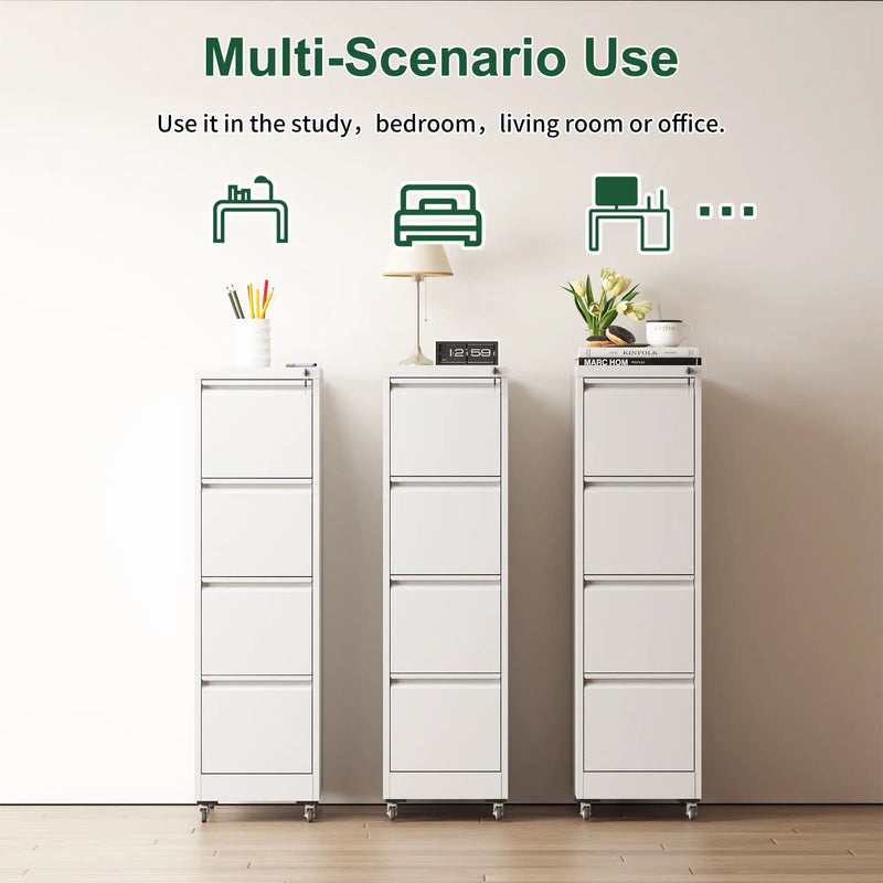Drawer Metal Locking Vertical File Cabinet With Wheels Heavy Duty Lockable Storage by Unique Piece Furniture