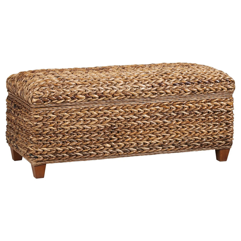 Laughton Hand-Woven Banana Leaf Storage Bench Amber by Unique Piece Furniture