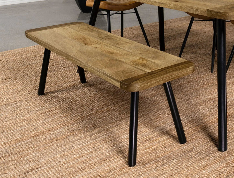 Maverick Wood Dining Bench Natural Mango and Black by Unique Piece Furniture