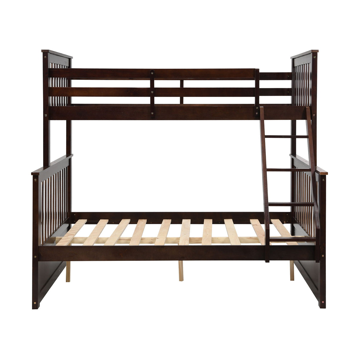 Twin over Full Bunk Bed with Ladder and Safety Guard Rails – Dark Gray or Dark Brown, photo 39 of 40
