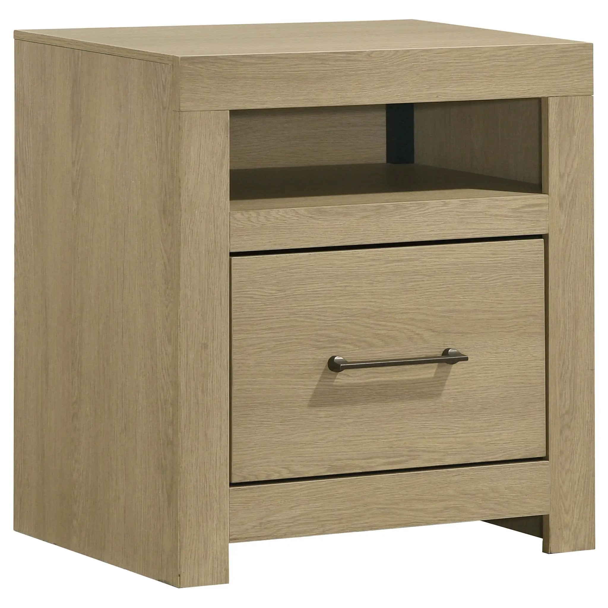 Hendricks 1-drawer Nightstand Bedside Table with Cubby Light Oak by Unique Piece Furniture