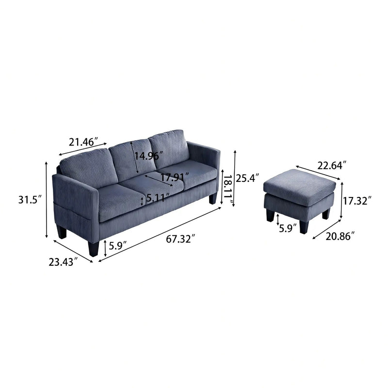 L-Shaped Sectional Sofa With Padded Cashmere, Space Saving Design For Living Rooms & Apartments - Gray by Unique Piece Furniture