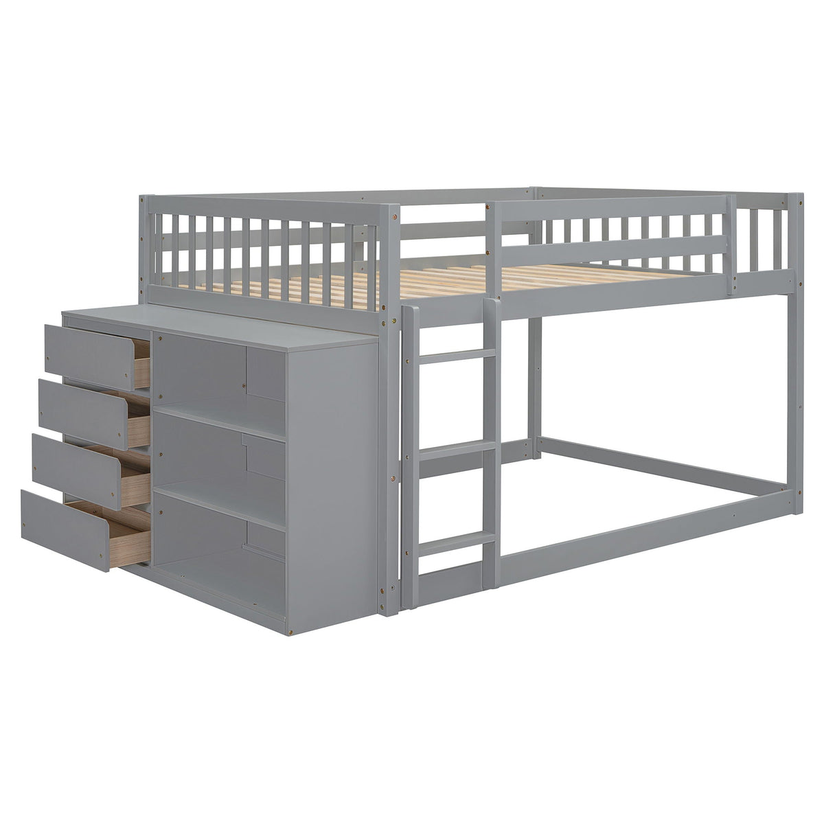 Bunk Bed With 4 Drawers and 3 Shelves - Solid Pine Wood, photo 6 of 24
