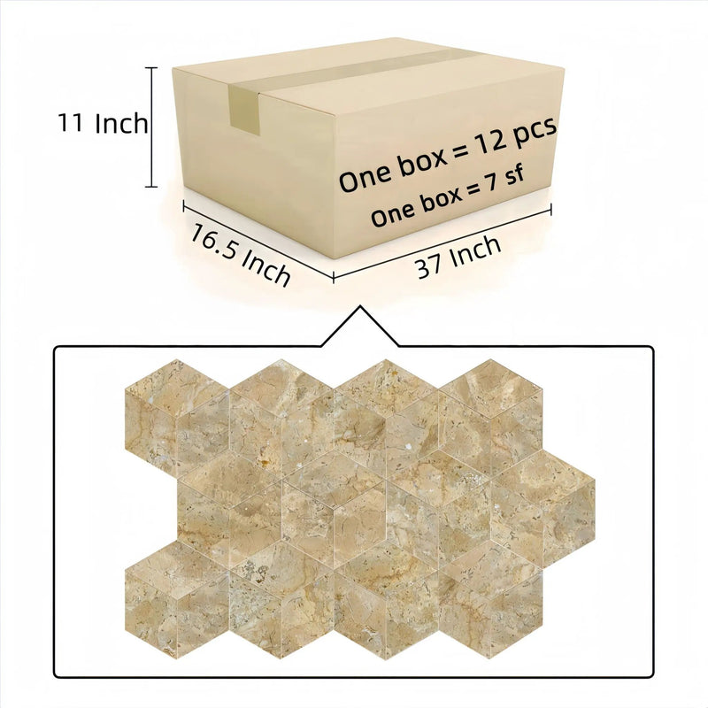 Hexagon Natural Marble Polished Tile For Wall And Floor (Set of 12) by HouseOfZazla