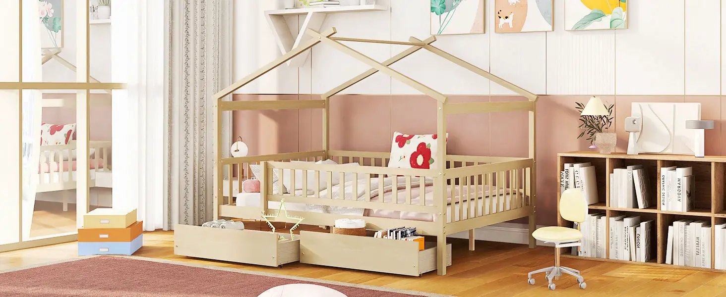 House Bed With 2 Drawers by Unique Piece Furniture