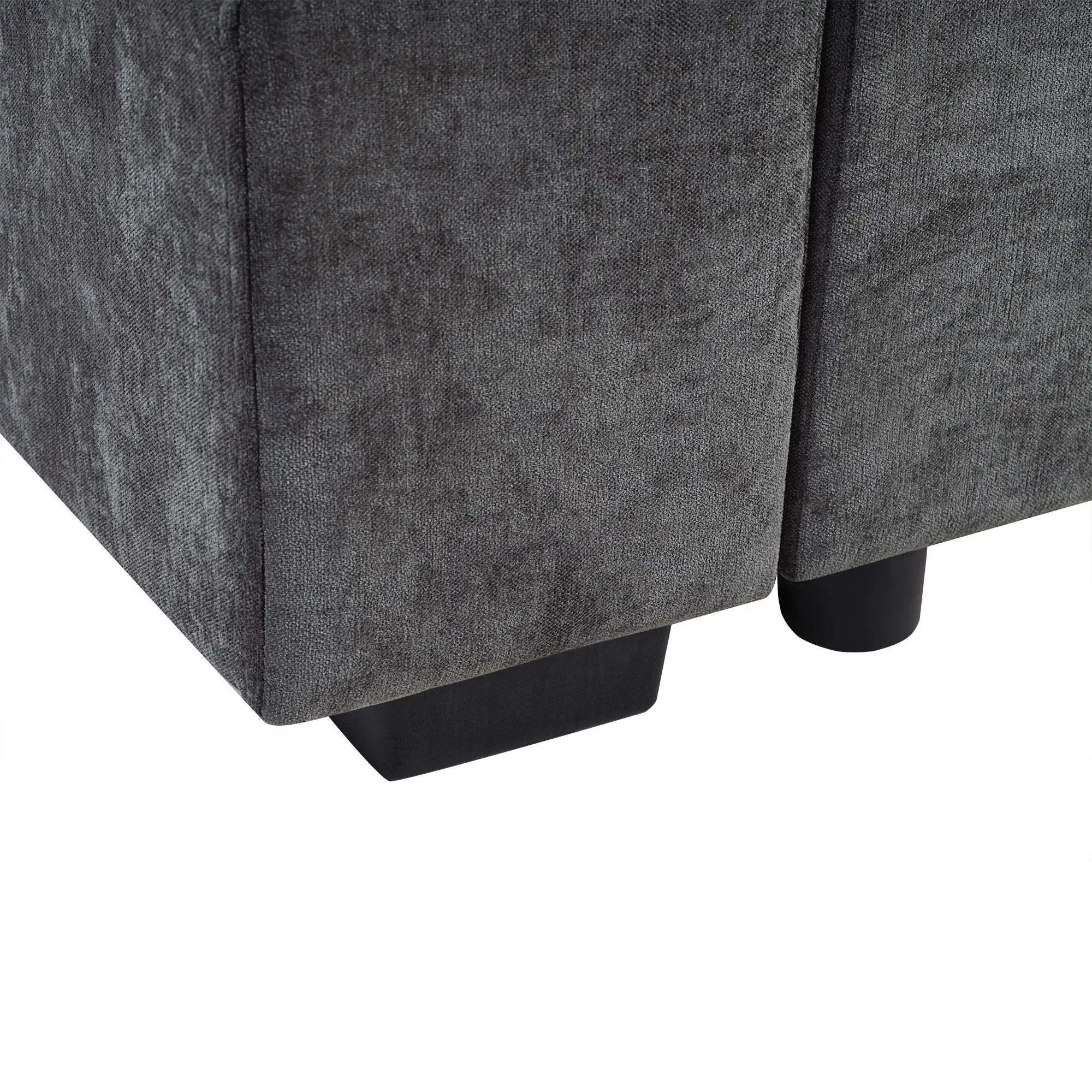 Modern L Shaped Sectional Sofa With Upholstery And Wooden Storage by HouseOfZazla