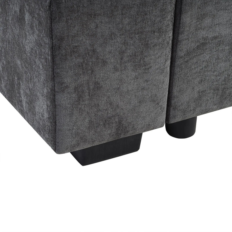 Modern L Shaped Sectional Sofa With Upholstery And Wooden Storage by HouseOfZazla