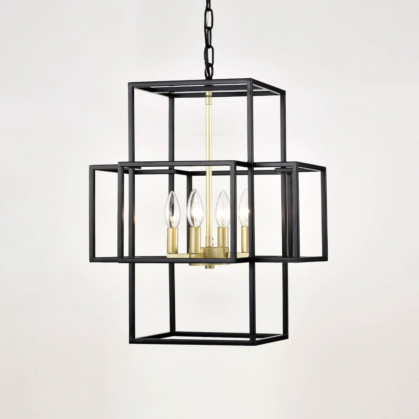 4 Light Metal Lantern Tiered Pendant Hanging Light Fixtures, Industrial Farmhouse Adjustable Height Chandeliers For Dining Room Hallway Foyer Entryway (E12 Bulbs Not Included) by HouseOfZazla