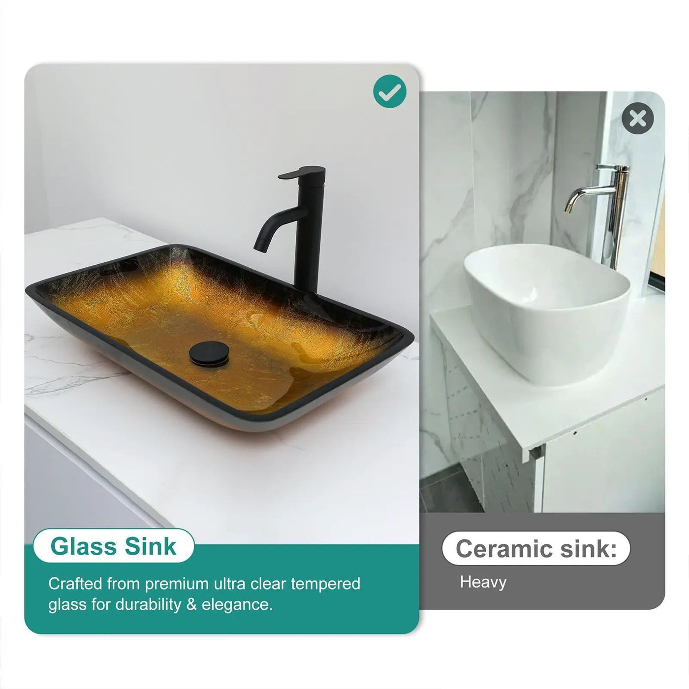 Gradient Tempered Glass Vessel Sink With Pop-Up Drain by HouseOfZazla