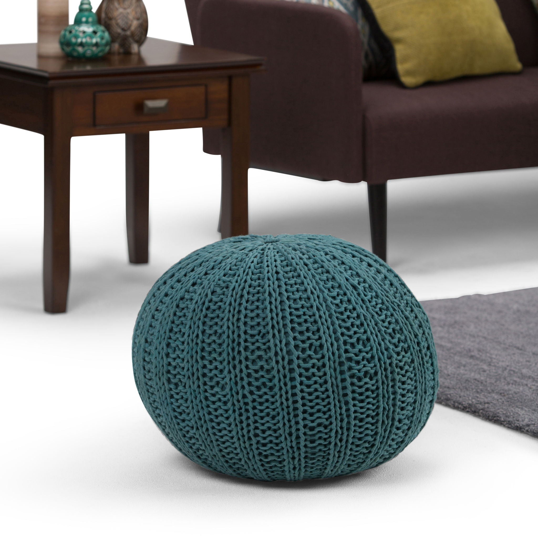 Shelby - Handcrafted Hand Knit Round Pouf by HouseOfZazla