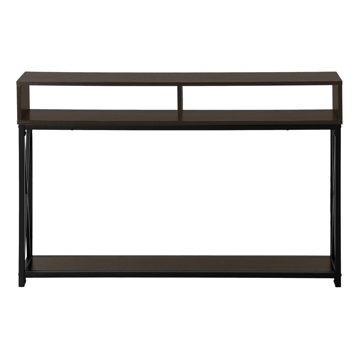 Contemporary Console Table with Metal X-Frame - Light Brown, Dark Brown, Dark Gray, photo 11 of 12