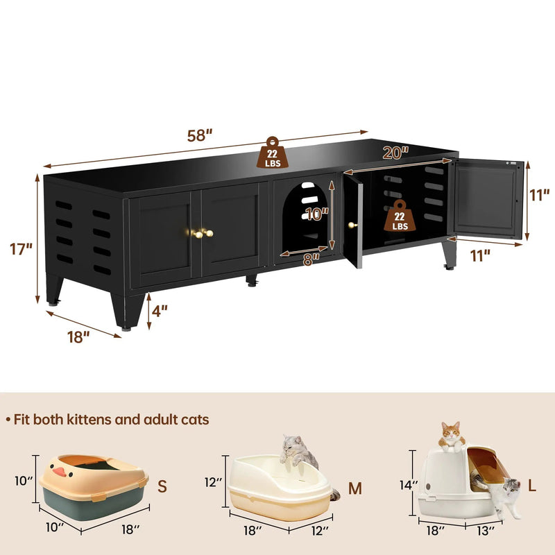 58" Metal Cat Litter Box Enclosure by HouseOfZazla