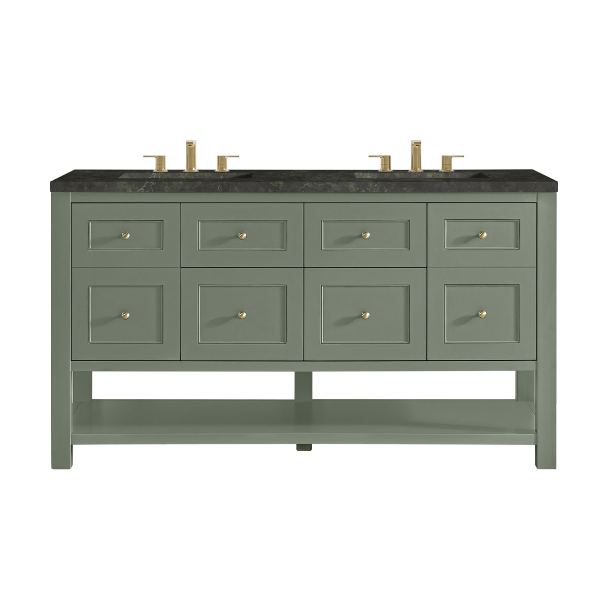 James Martin Breckenridge 60" Double Bathroom Vanity, Smokey Celadon with Phantome countertop