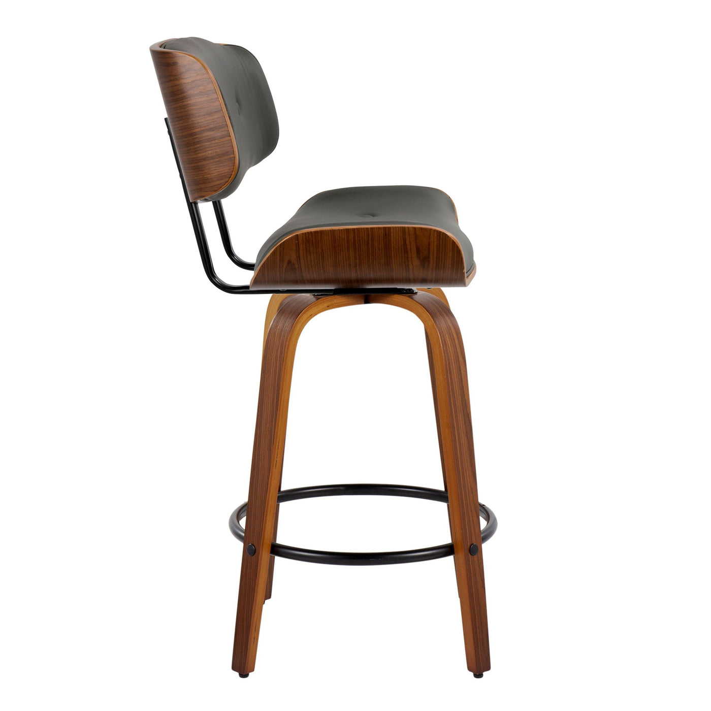 Lombardi - Mid-Century Modern Fixed Height Counter Stool With Swivel With Round Footrest (Set of 2) by HouseOfZazla