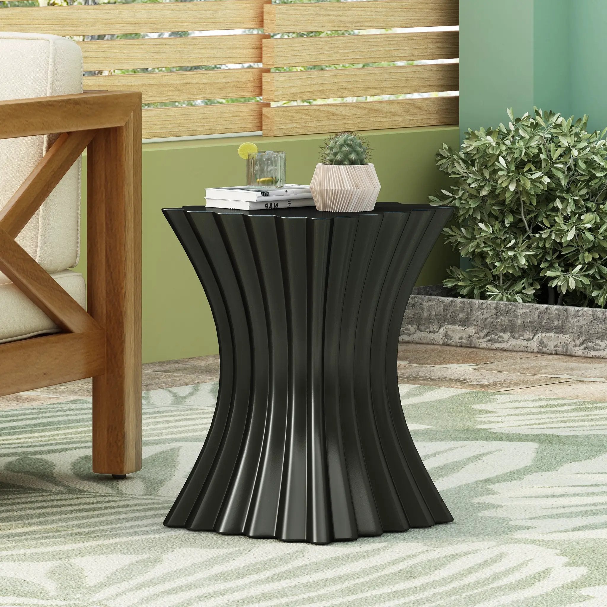 Outdoor Side Table, Wave Design End Table by HouseOfZazla