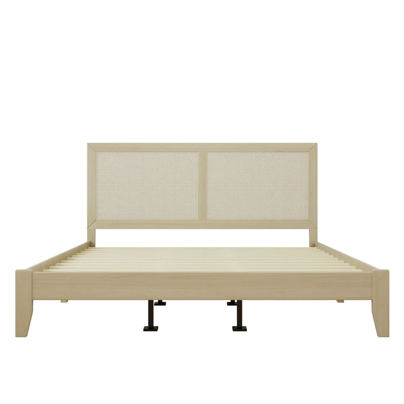 Solid Wood Platform King Bed With Rattan by HouseOfZazla