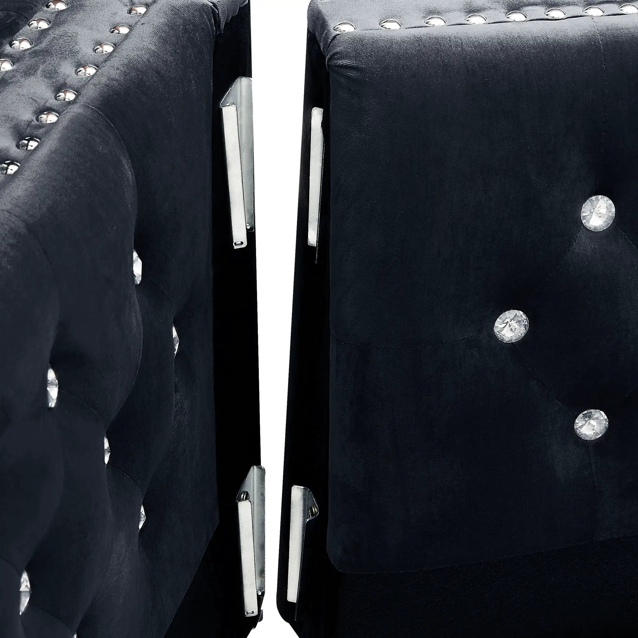 Wide Sofa With Jeweled Buttons Square Arm, 2 Pillows by HouseOfZazla