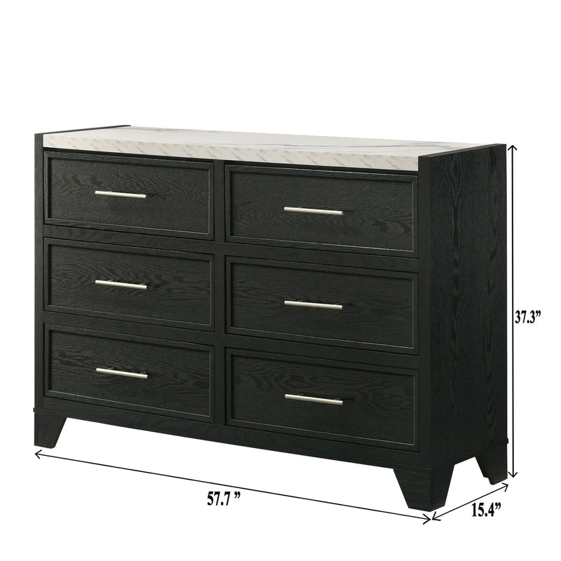 6 Drawers Dresser - Black / White by Unique Piece Furniture