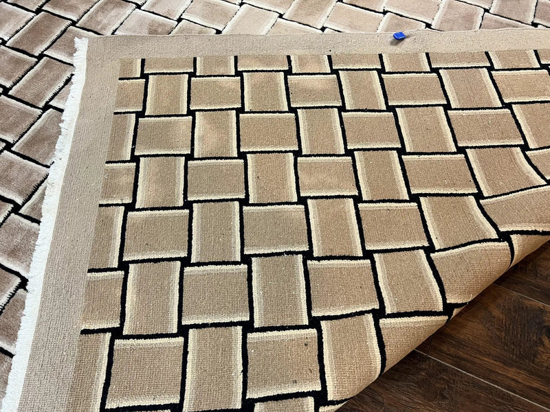 Tibetan Rug 9x12, Handmade, Wool, Modern Design by Jewel Rugs