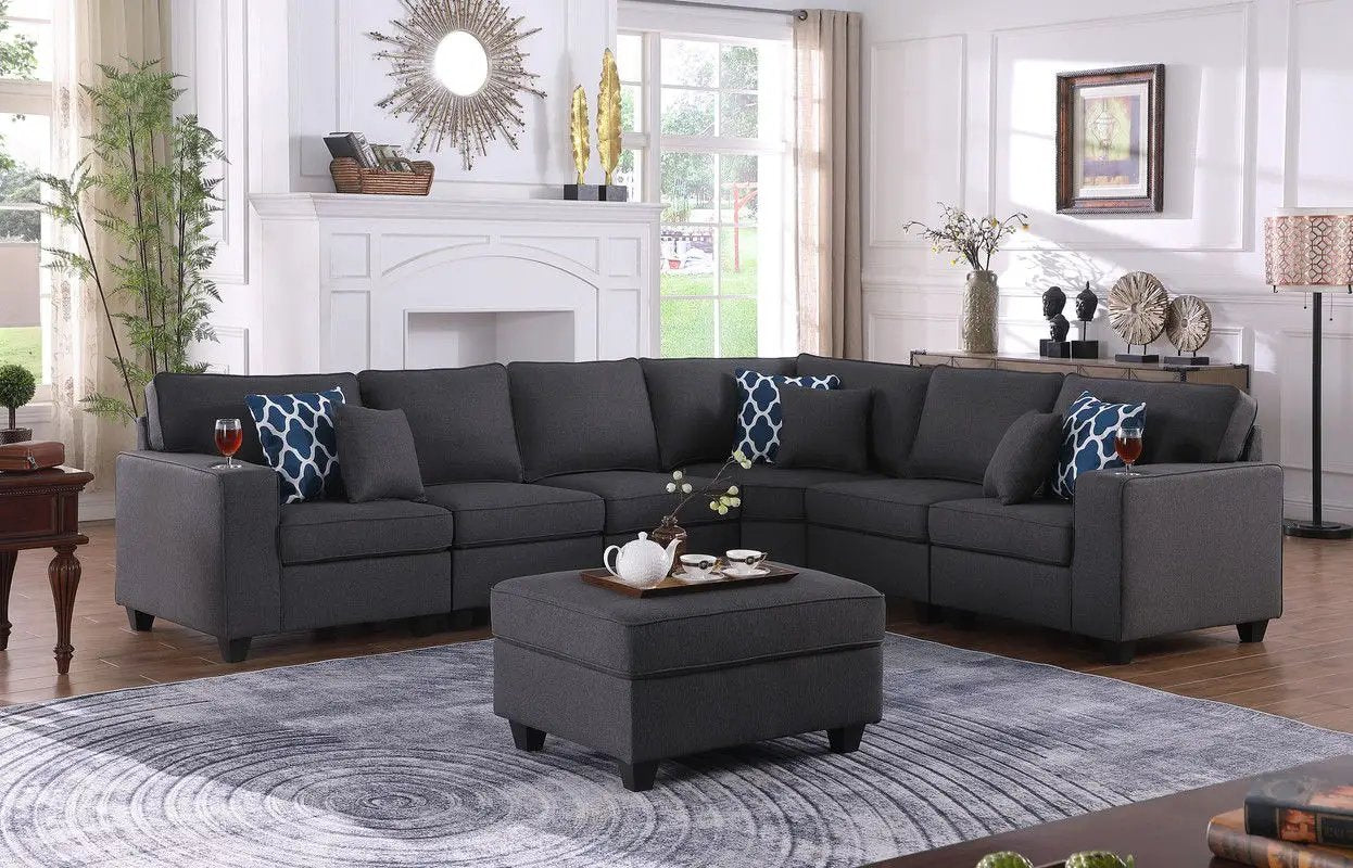 Cooper - Comfort Sectional Sofa With Ottomans And Cupholder by HouseOfZazla