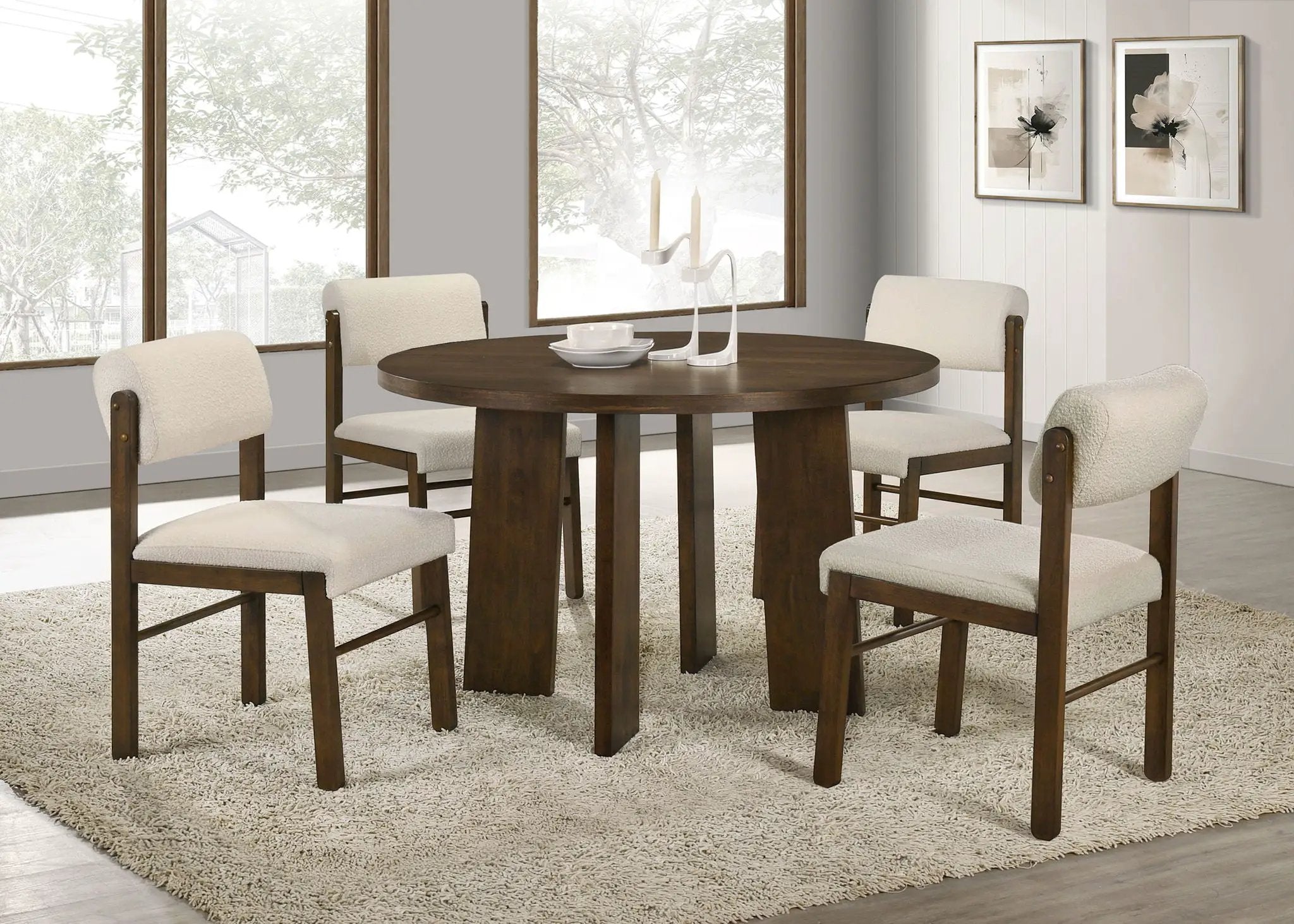 Strouse 47-inch Round Wood Dining Room Table Walnut by Unique Piece Furniture