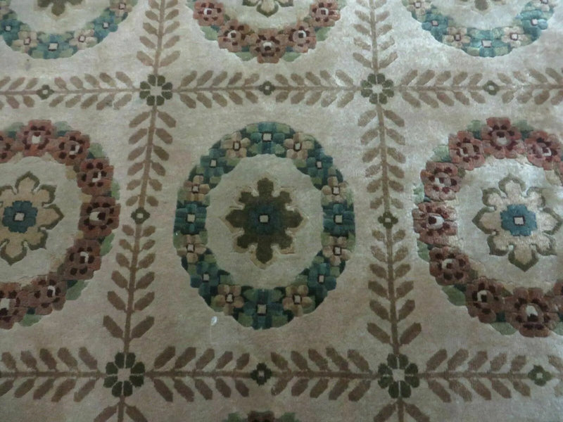 9' X 12' Modern Handmade Indo Lahore Wool Rug Art Deco Olive Ivory Nice Wow by Jewel Rugs