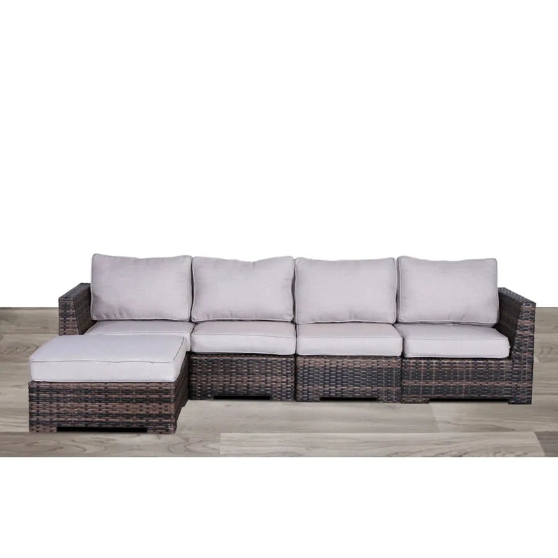 Wide Patio Sectional With Cushions - Brown by HouseOfZazla