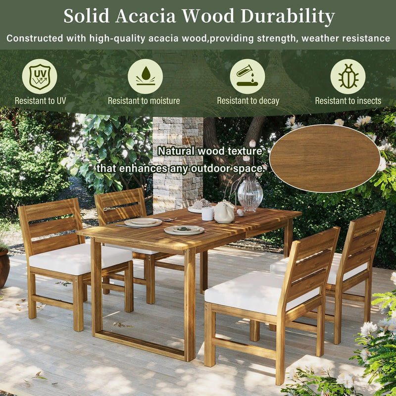 U_STYLE Farmhouse 5-Piece Outdoor Patio Dining Set with Adjustable Legs by HouseOfZazla