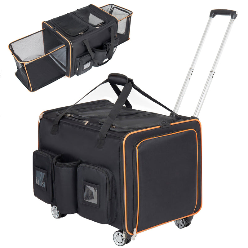2 in 1 Large Cat Carrier for 2 Cats with Rolling Wheels and Expandable Design by HouseOfZazla