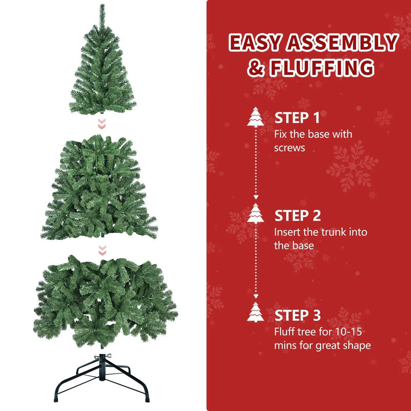 7FT Artificial Christmas Tree with 774 PVC Tips, Hinged Structure & Metal Stand – Full by HouseOfZazla