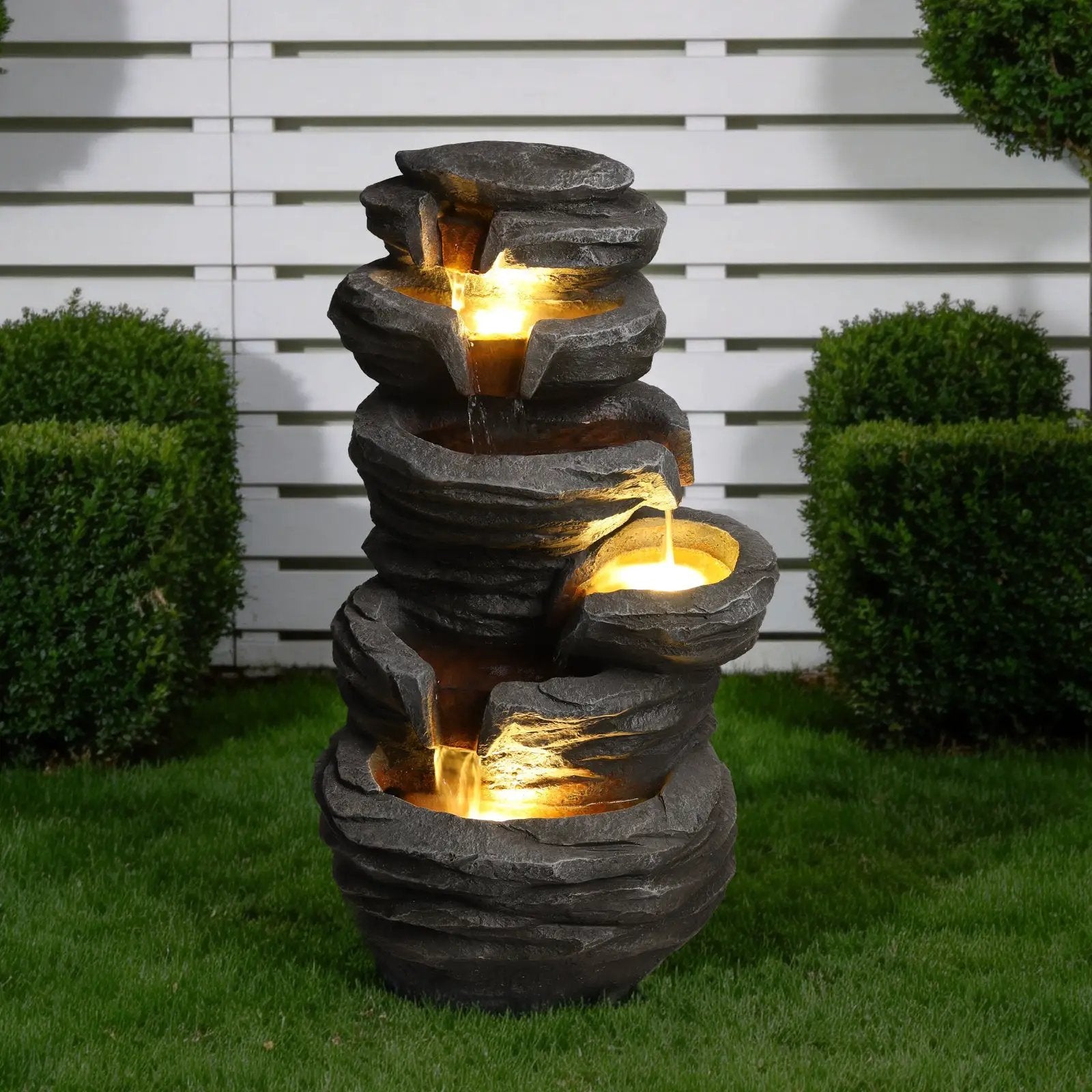 Outdoor Waterfall Fountain with Lights by HouseOfZazla