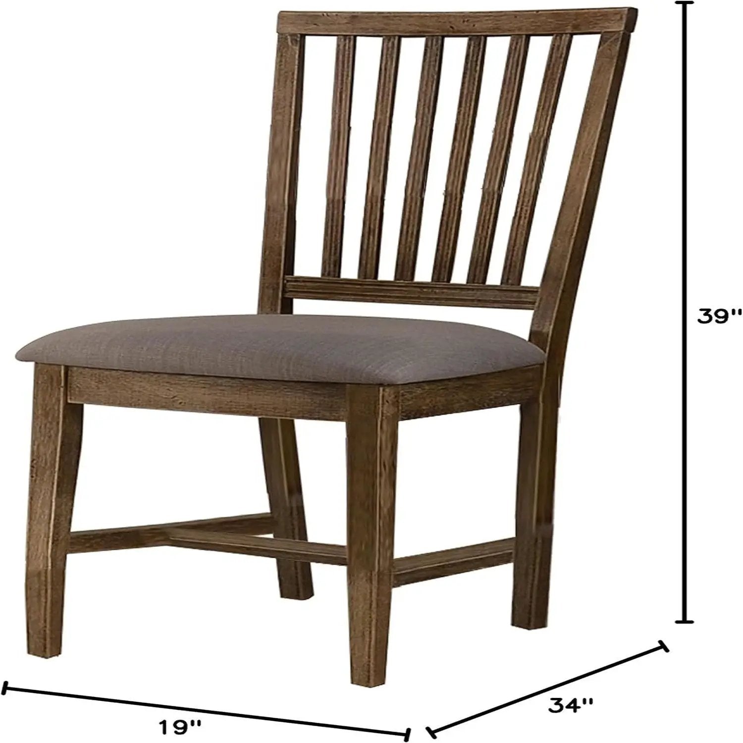 Open Slat Back Kitchen Side Chair (Set of 2) - Brown Oak by HouseOfZazla