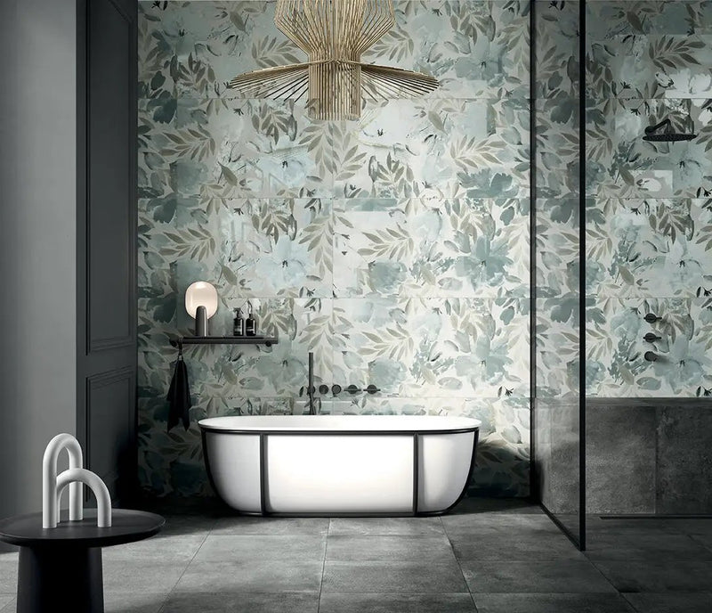 Deco Xl Blue Peony Look Porcelain Tiles 24x48 by landmarkceramics