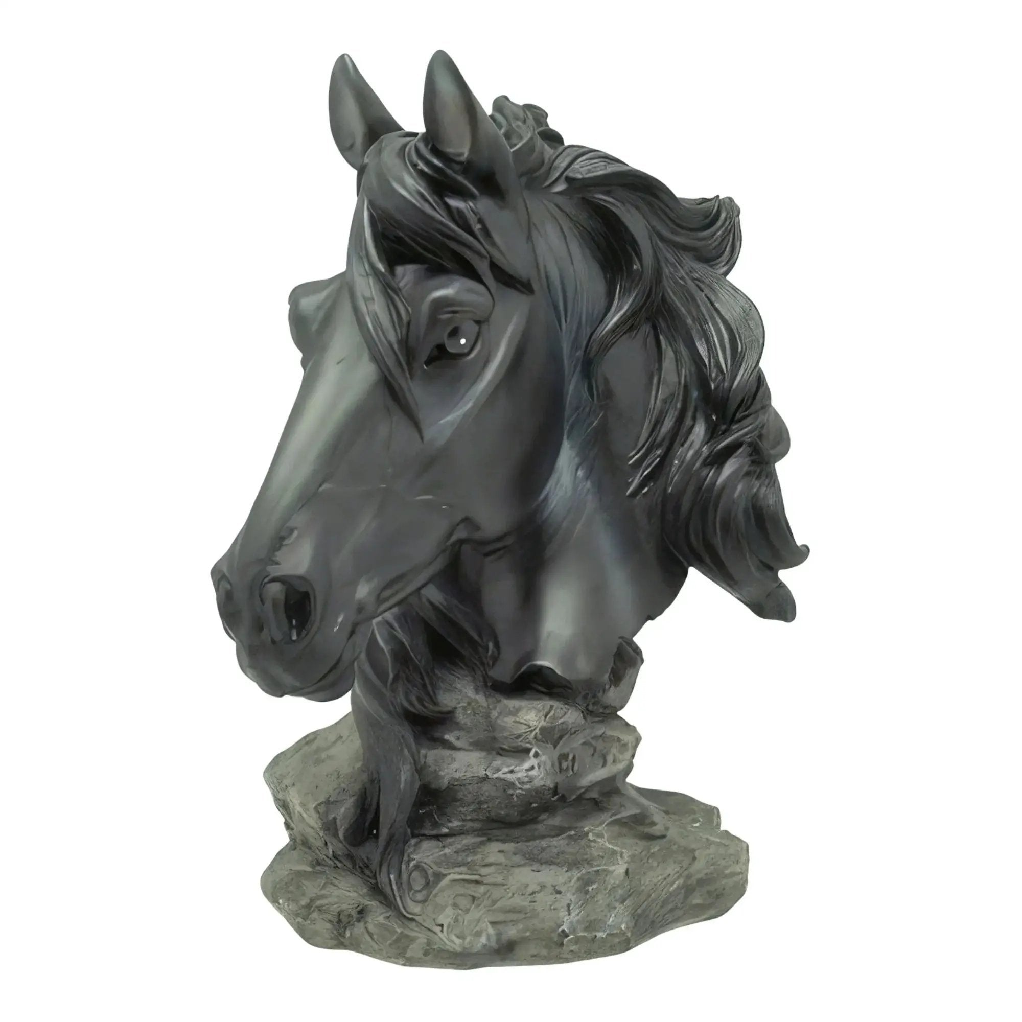 Modern Black Horse Bust Sculpture Decorative Table Accent by House Of Avana