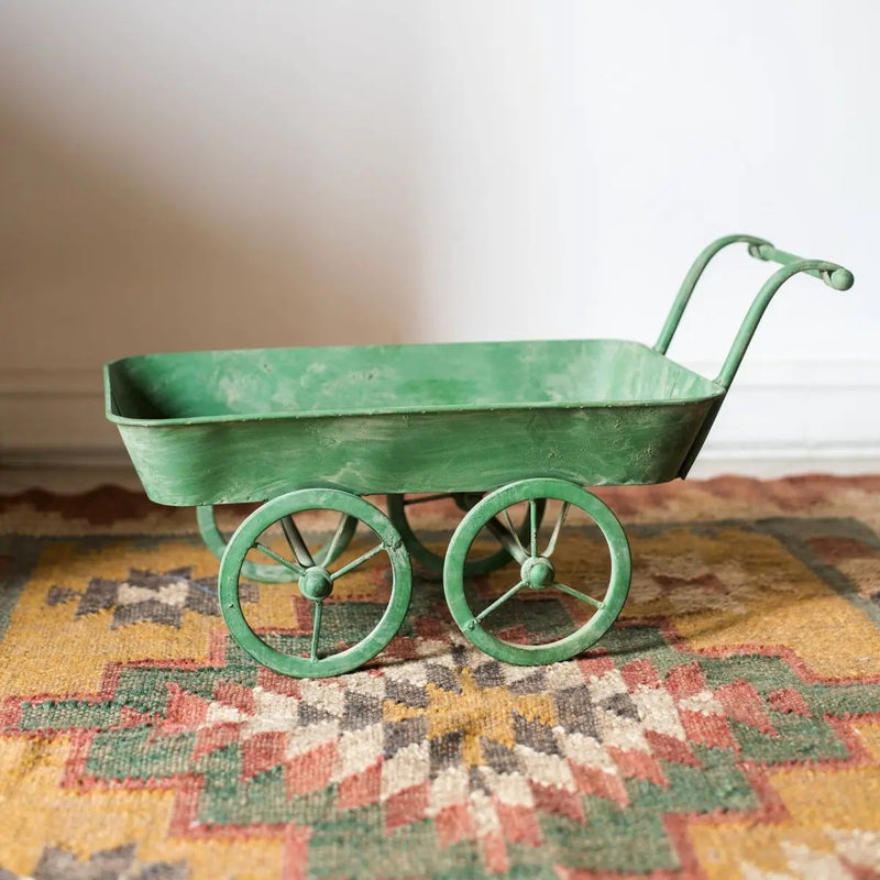 Decorative Planter Cart Green Metal Cart Planter by RusticReach
