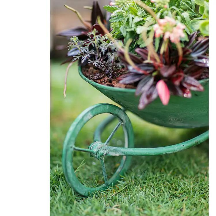 Decorative Planter Cart Green Metal Cart Planter by RusticReach