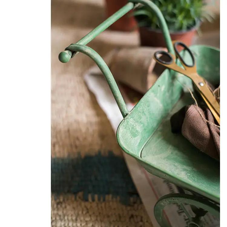Decorative Planter Cart Green Metal Cart Planter by RusticReach