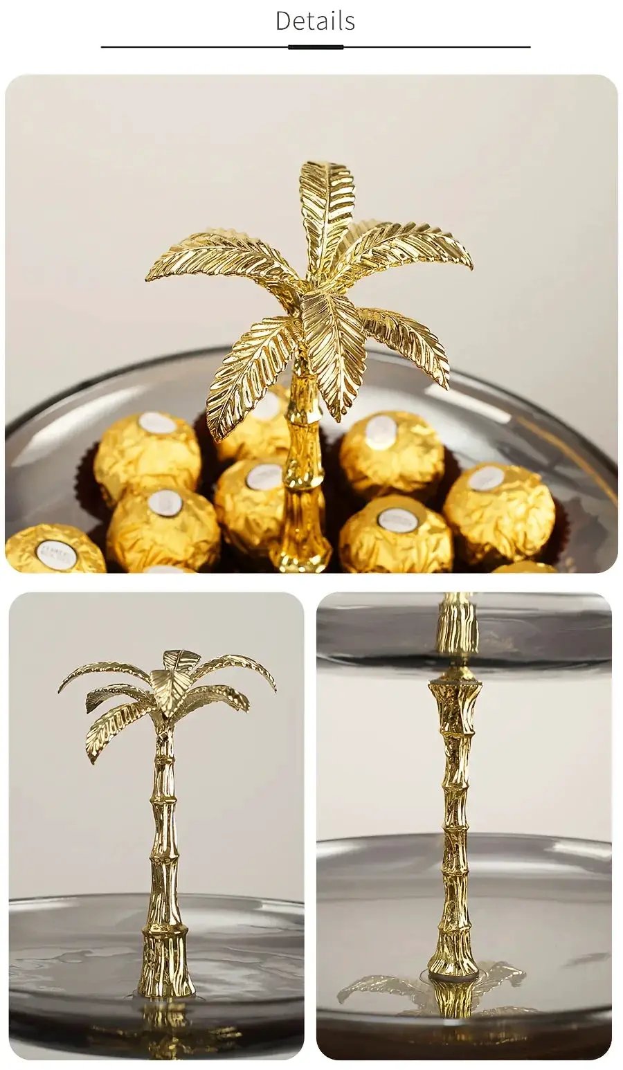 Decorative Tray - Golden Metal Two-Tier by House Of Avana