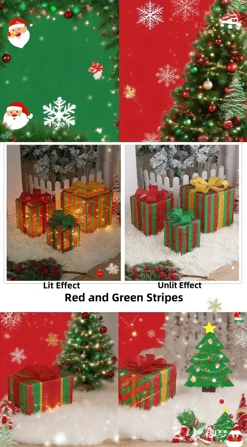 Decorative Wooden Set of 3 Lighted Christmas Gift Boxes by House Of Avana