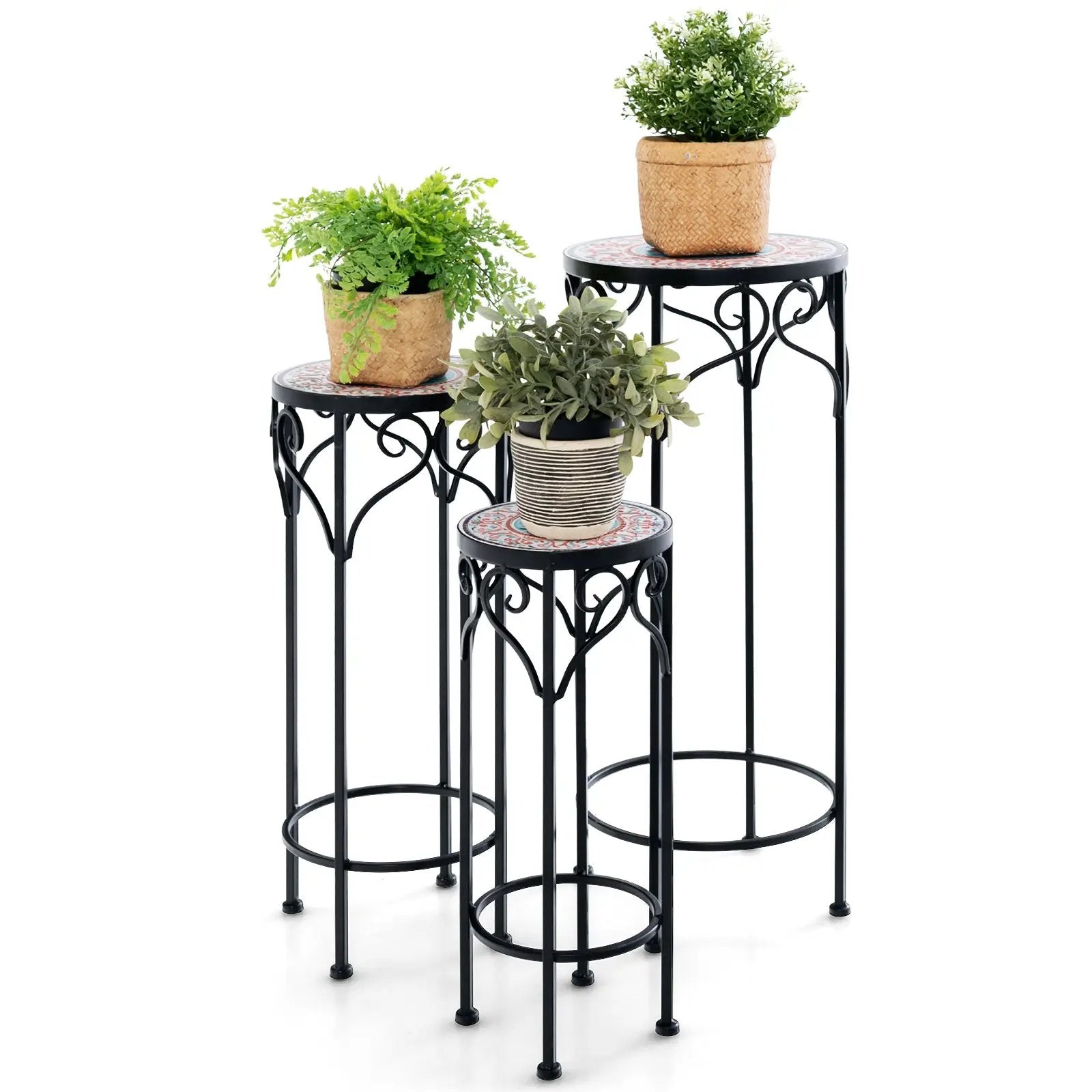 Decorative Flower Display Holder with Ceramic Top for Patio by DirectDeals