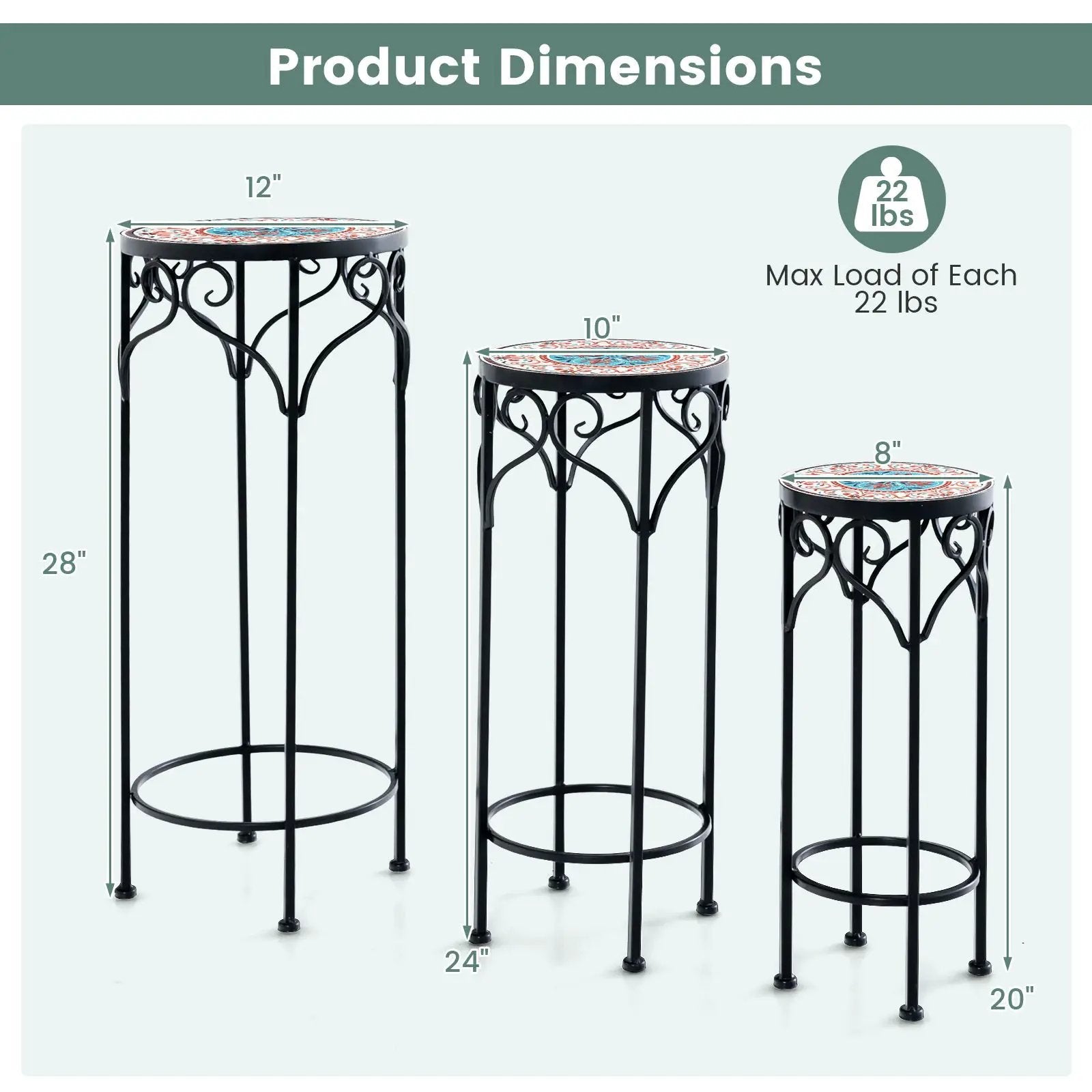 Decorative Flower Display Holder with Ceramic Top for Patio by DirectDeals